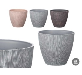 MACETA CONICA 23CM SURT 3 COL RELIEVE PLASTICO