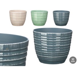 MACETA RAYAS 30CM SURT 3 COL PLASTICO