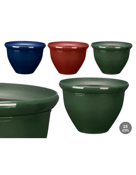 MACETA REDONDA 25CM SURT 3 COL PLASTICO