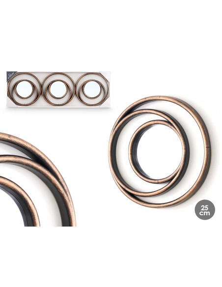 SET 3 ESPEJOS AROS NEGRO DORADO