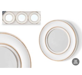 SET 3 ESPEJOS REDONDO BLANCO DORADO