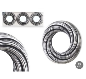 SET 3 ESPEJOS REDONDO ONDAS NEGRO PLATA