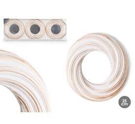 SET 3 ESPEJOS REDONDO ONDAS BLANCO DORADO