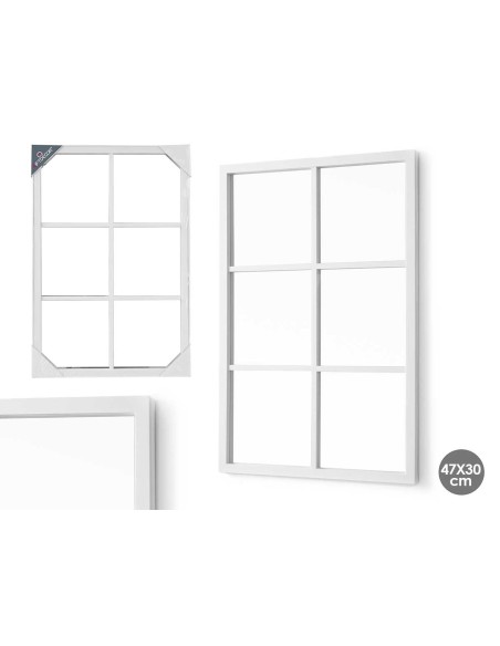 ESPEJO RECTANGULAR 6 CUADRADOS BLANCO