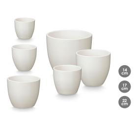SET 3 MACETAS ABOMBADA 14 17 22CM BLANCA MATE