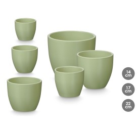 SET 3 MACETAS ABOMBADA 14 17 22CM MENTA MATE