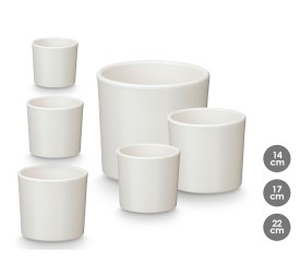 SET 3 MACETAS CILINDRO 14 17 22CM BLANCA MATE
