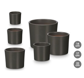 SET 3 MACETAS CILINDRO 14 17 22CM ANTRACITA MATE
