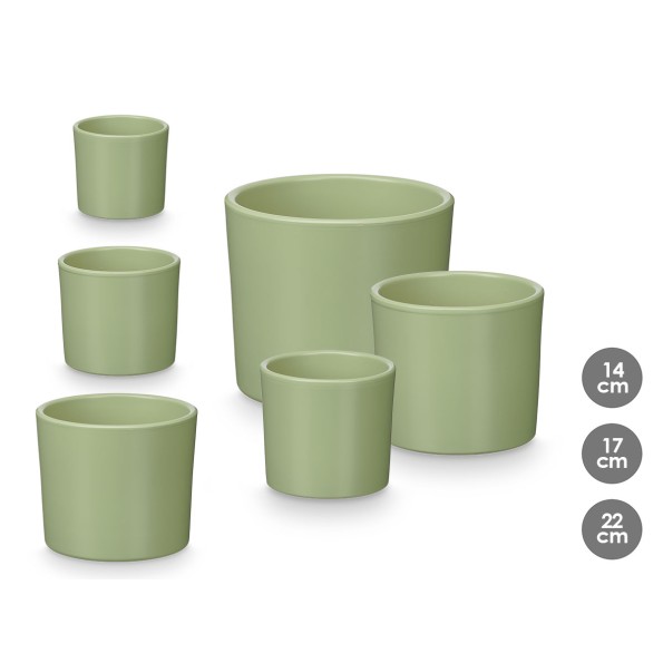 SET 3 MACETAS CILINDRO 14 17 22CM MENTA MATE