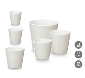 SET 3 MACETAS CONICA 14 17 22CM BLANCA MATE