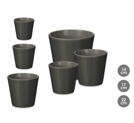 SET 3 MACETAS CONICA 14 17 22CM ANTRACITA MATE