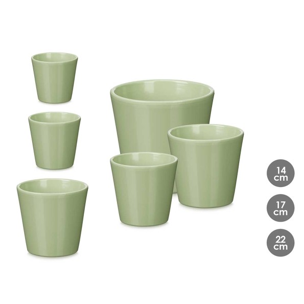 SET 3 MACETAS CONICA 14 17 22CM MENTA MATE