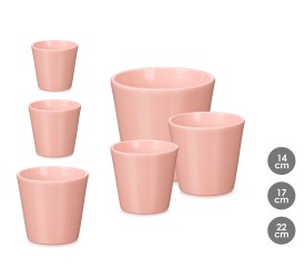 SET 3 MACETAS CONICA 14 17 22CM ROSA MATE