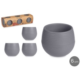 SET 3 MACETAS RESERVA AGUA 6 CM ANTRACITA