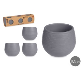 SET 3 MACETAS RESERVA AGUA 9,5 CM ANTRACITA