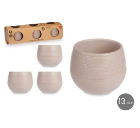 SET 3 MACETAS RESERVA AGUA 13 CM TAUPE