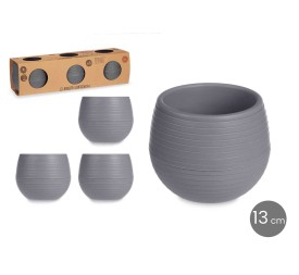 SET 3 MACETAS RESERVA AGUA 13 CM ANTRACITA