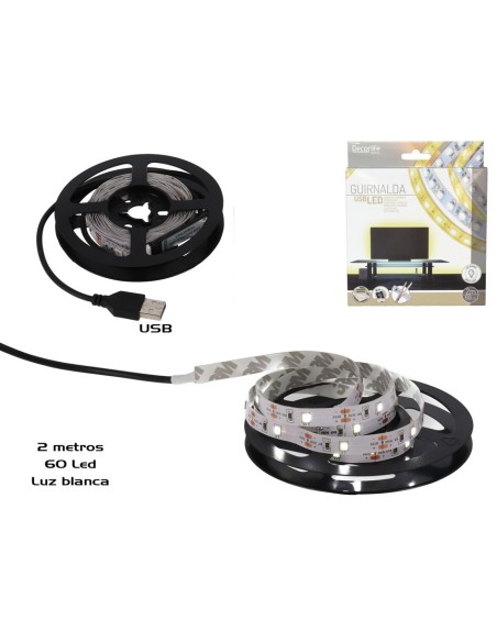 GUIRNALDA USB 2M 60 LED BLANCA
