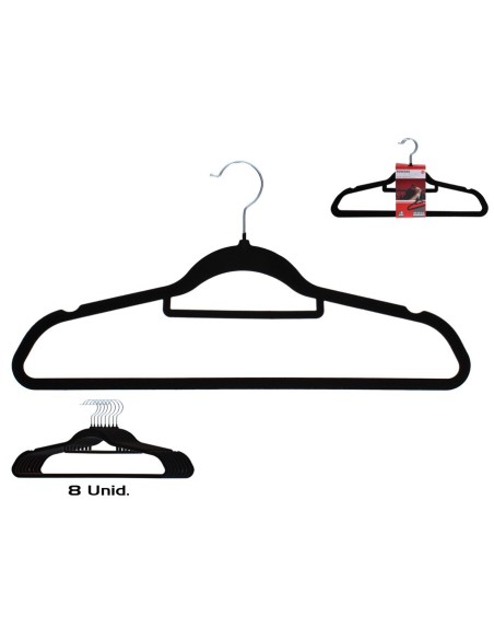 SET 8 PERCHAS FOLCADAS 45X23X0,4 CM NEGRO