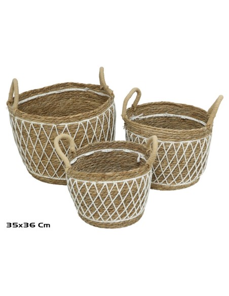 SET 3 CESTOS CON ASAS HEBE 35X36CM