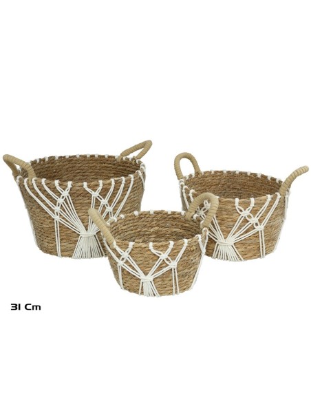 SET 3 CESTOS CON ASAS DEMETER 31X21X31CM