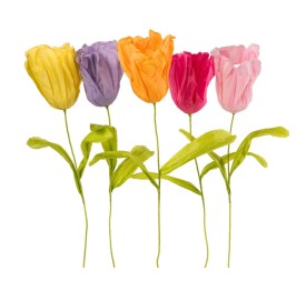 FLOR DE TULIPÁN CON TALLO 5 MIX PAPEL 20X20 H112