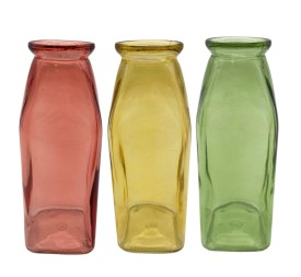 BOTELLA CUADRADA DE VIDRIO D.5,5/4H15,5  3 MIX COL