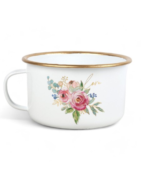 TAZA ANCHA HOJALATA D15.5 H8.5 DISEÑOS FLORALES