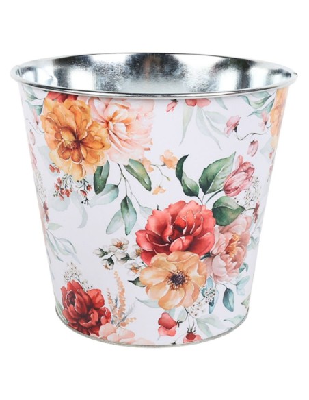 CUBO METAL DISEÑO FLORAL  D.23H21