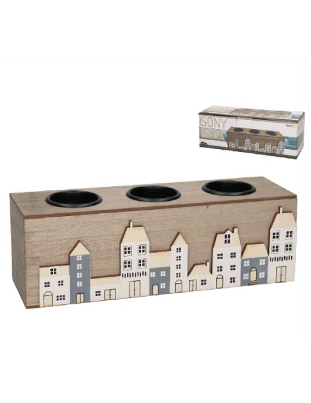 PORTAVELAS MADERA X3 SONY 24X7,2X8 CM