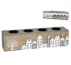 PORTAVELAS MADERA X4 SONY 31,5X7,2X8 CM