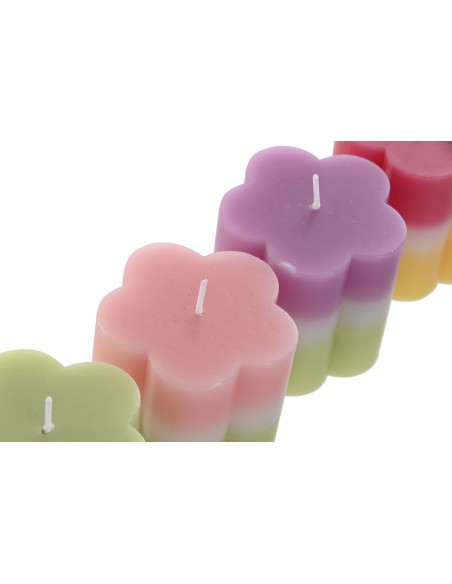 VELA CERA 7X7X7 240 GR. FLOR 4 SURT.