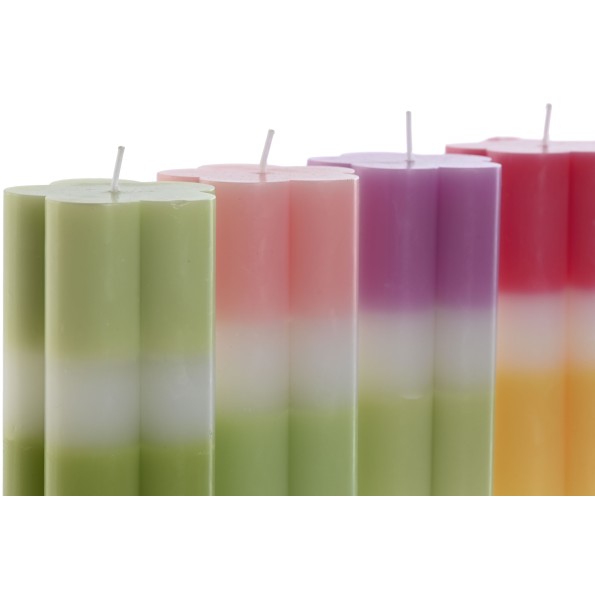 VELA CERA 7X7X14 470 GR. FLOR MULTICOLOR