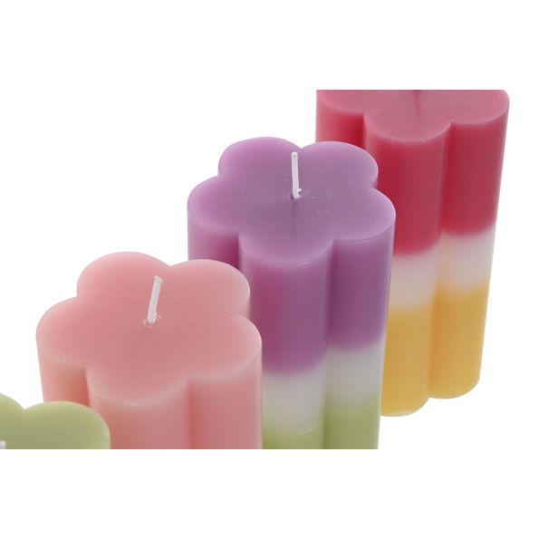 VELA CERA 7X7X14 470 GR. FLOR MULTICOLOR