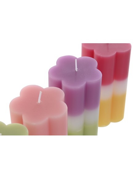 VELA CERA 7X7X14 470 GR. FLOR MULTICOLOR
