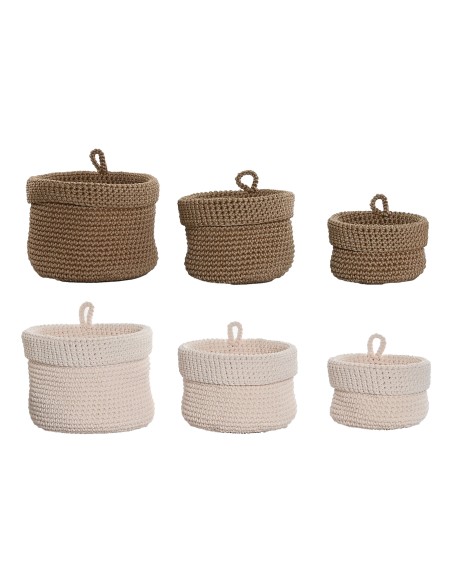 CESTA SET 3 PP 14X14X13 CROCHET 2 SURT.