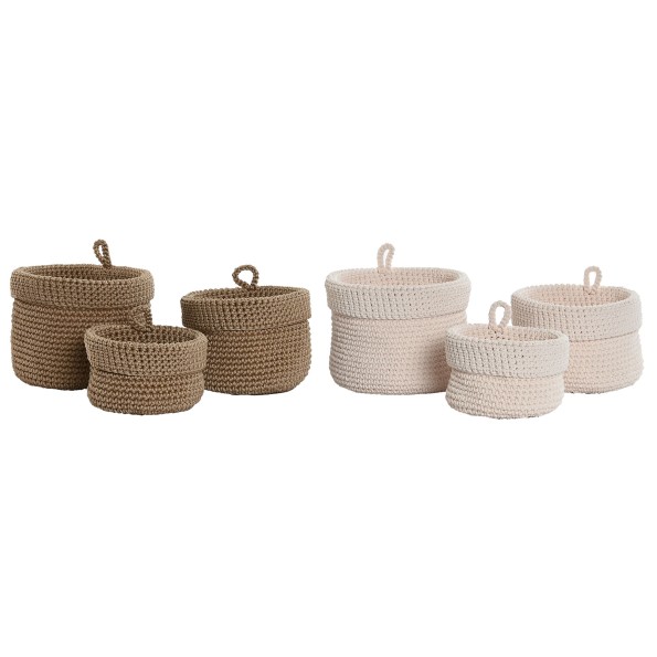 CESTA SET 3 PP 14X14X13 CROCHET 2 SURT.