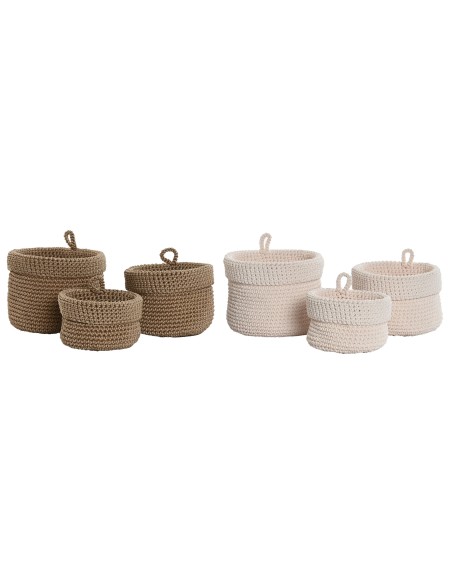 CESTA SET 3 PP 14X14X13 CROCHET 2 SURT.