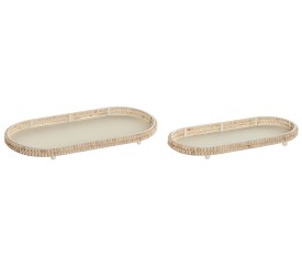 CENTRO MESA SET 2 METAL MADERA 36X16X3 CUENTAS