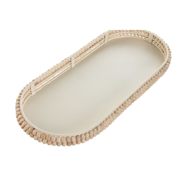 CENTRO MESA SET 2 METAL MADERA 36X16X3 CUENTAS