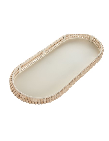 CENTRO MESA SET 2 METAL MADERA 36X16X3 CUENTAS