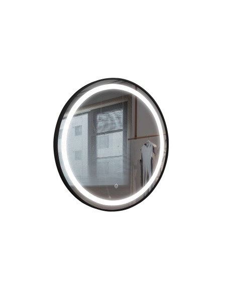 ESPEJO LED ALUMINIO 80X2X80 TACTIL NEGRO