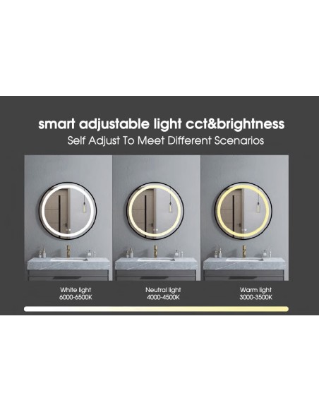 ESPEJO LED ALUMINIO 80X2X80 TACTIL NEGRO