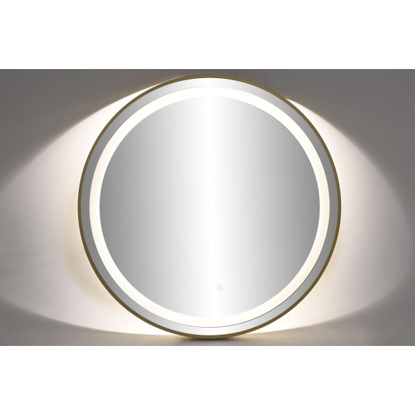 ESPEJO LED ALUMINIO 80X0,5X80 TACTIL DORADO