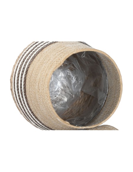 MACETERO SET 3 FIBRA TRENZADA 31X31X49 NATURAL