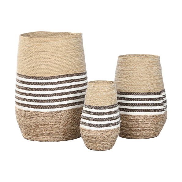 MACETERO SET 3 FIBRA TRENZADA 31X31X49 NATURAL