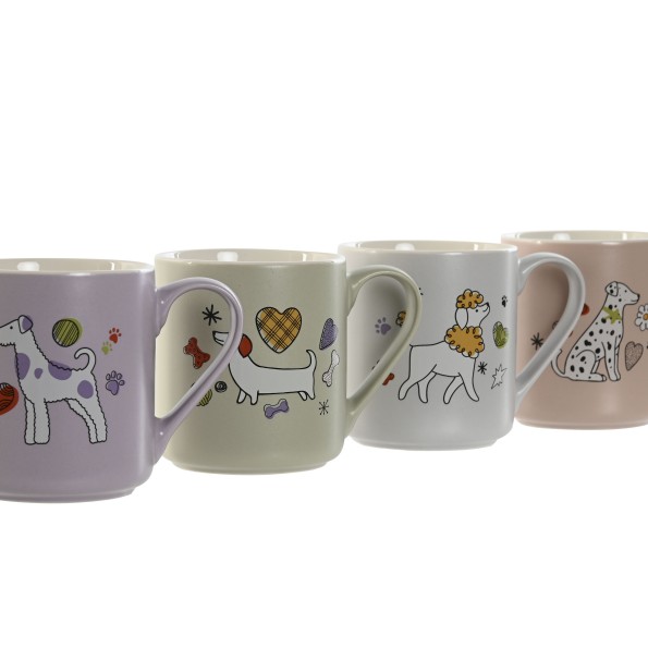 MUG PORCELANA 12X8X9,5 365ML PERRITOS 4 SURT.