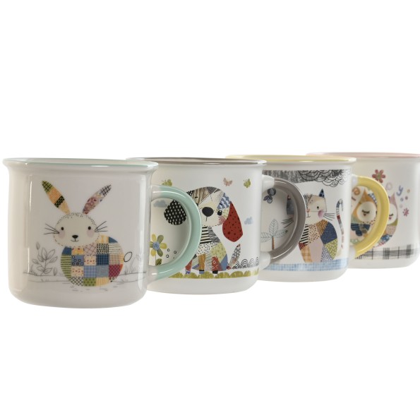 MUG PORCELANA 12,5X9,5X9 360ML, ANIMALES 4 SURT.