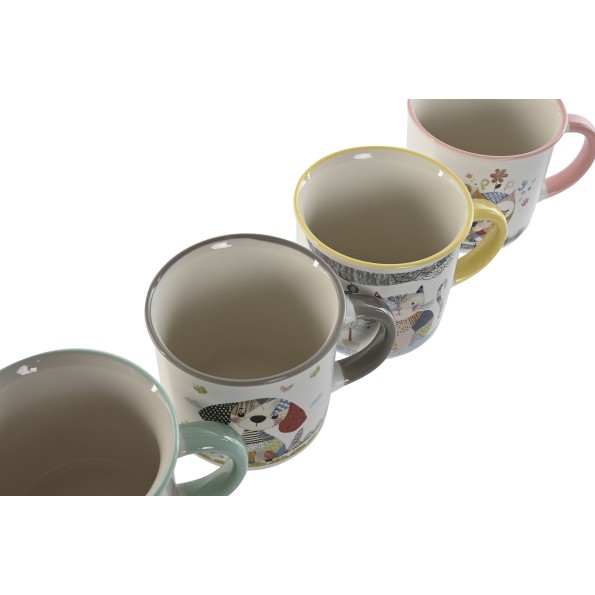 MUG PORCELANA 12,5X9,5X9 360ML, ANIMALES 4 SURT.