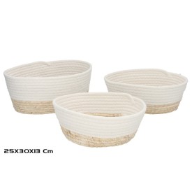 SET 3 CESTAS  LUZ BLANCA 30X25X13